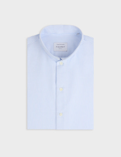 Semi-fitted light blue striped shirt