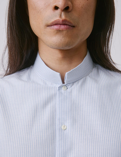Semi-fitted light blue striped shirt