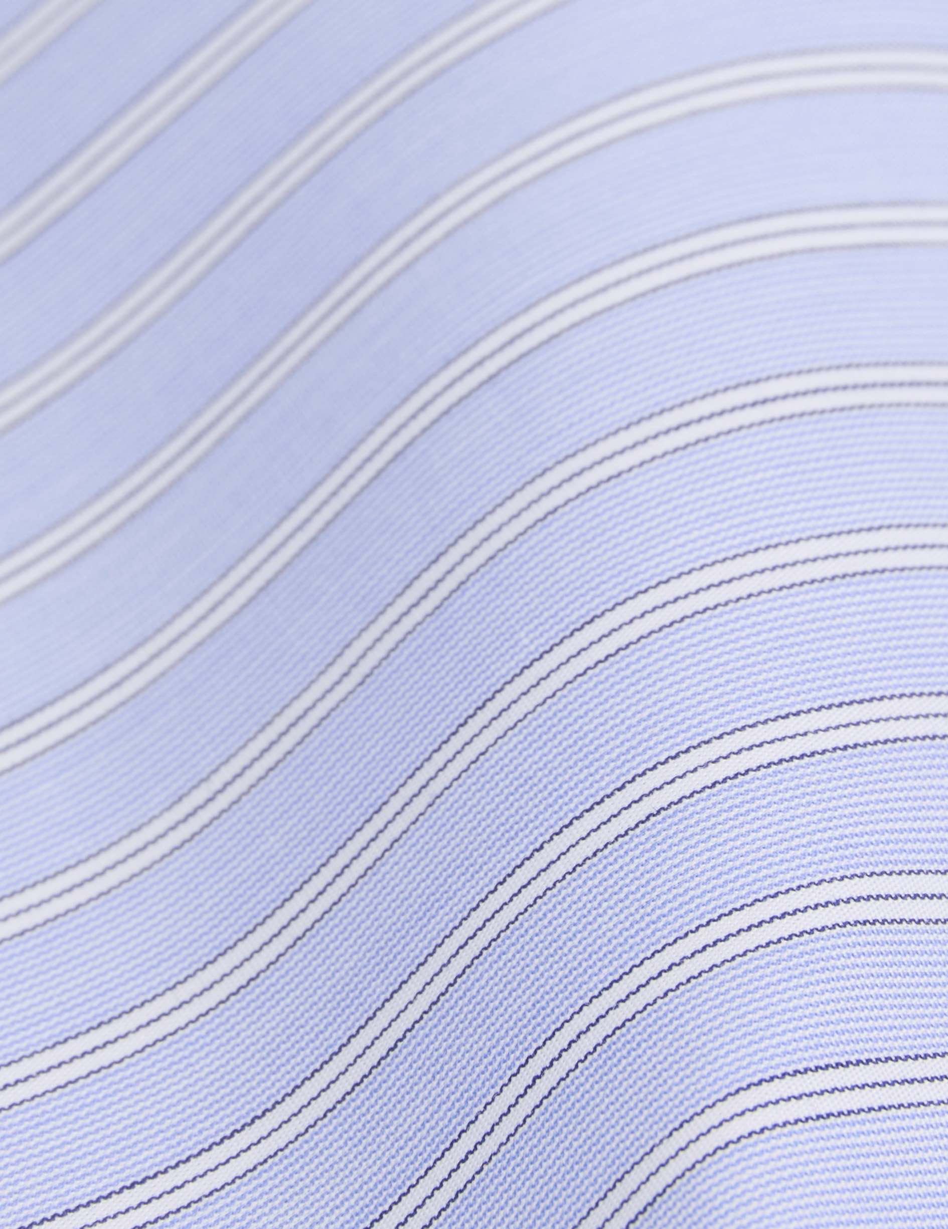 Semi-fitted blue striped shirt - Poplin - Reverse Collar