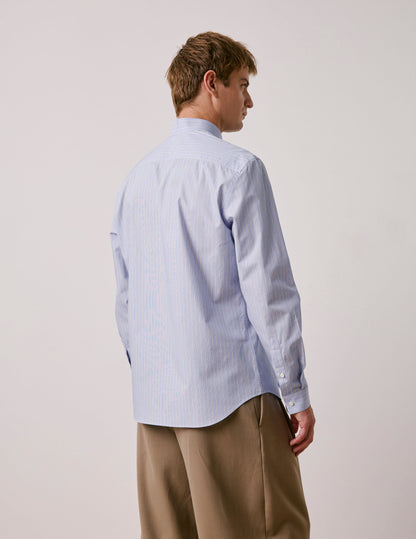 Semi-fitted blue striped shirt