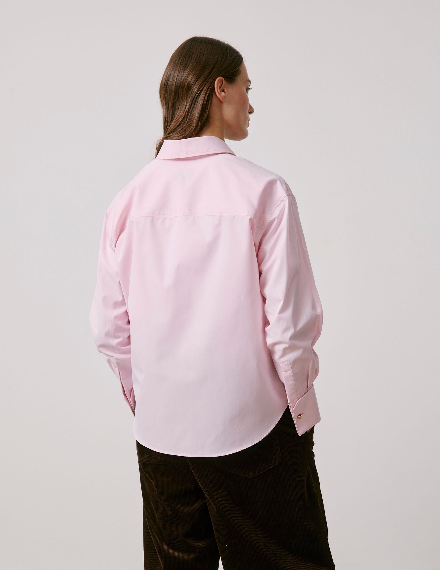 Light pink hidden placket Irisa shirt - Poplin - Long Collar - Musketeers Cuffs#2