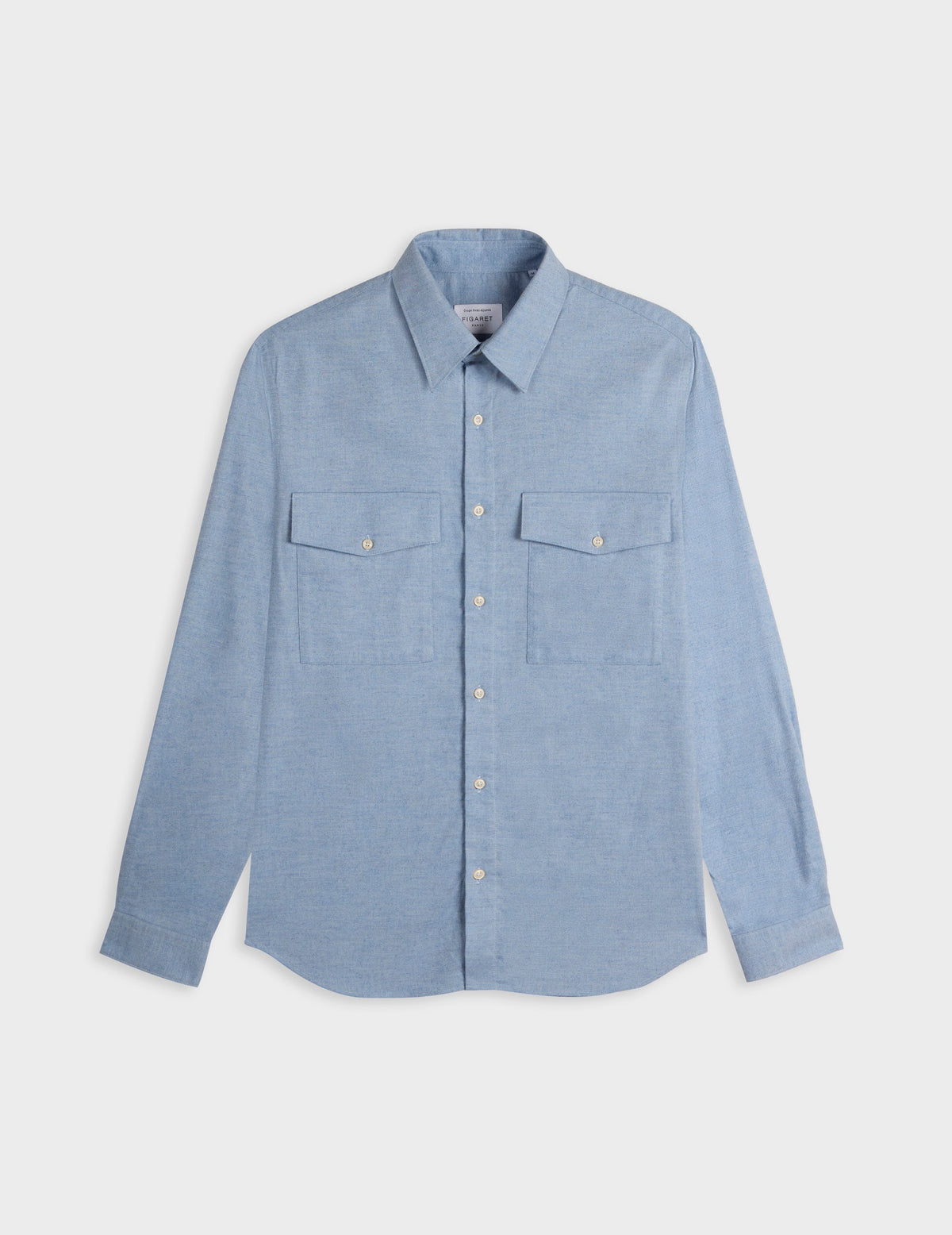 Light blue flannel and cashmere Irwin shirt - Flannel - Prodigious Collar#4