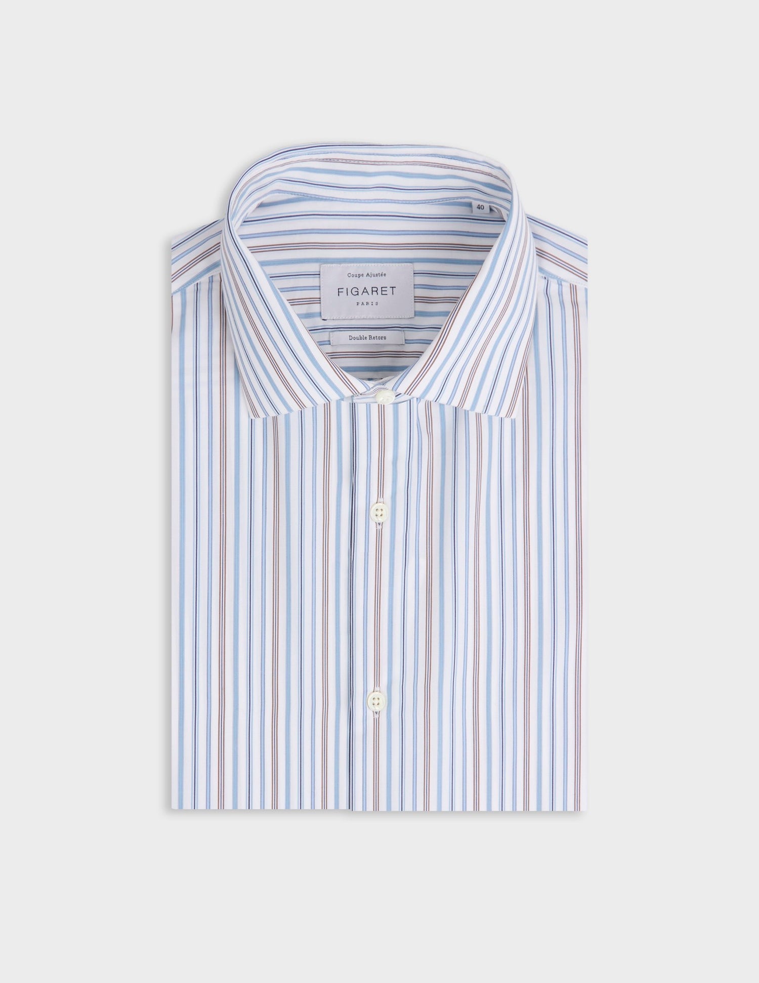 Fitted blue striped shirt - Poplin - Italian Collar