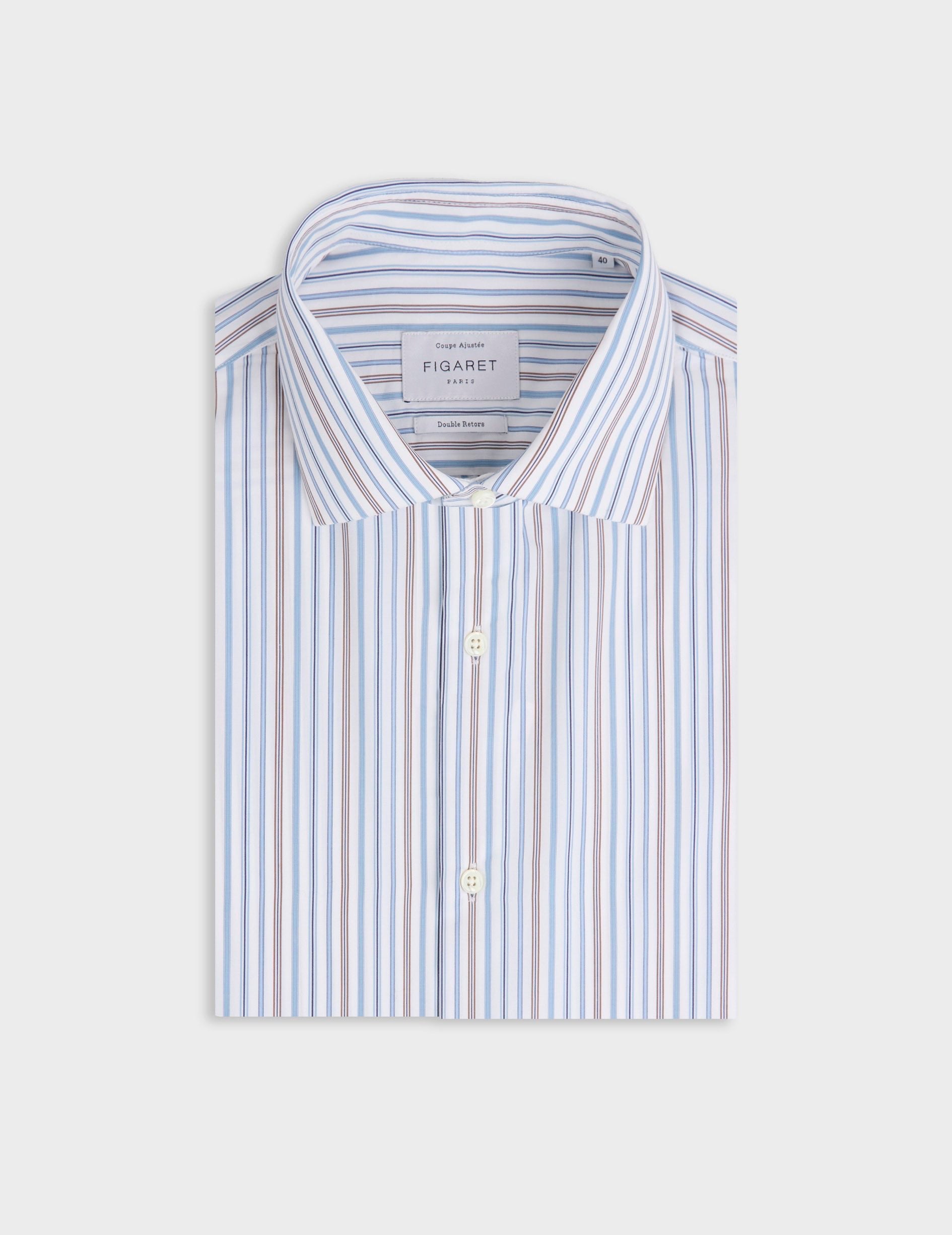 Fitted blue striped shirt - Poplin - Italian Collar