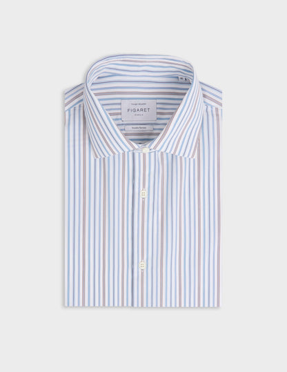 Fitted blue striped shirt