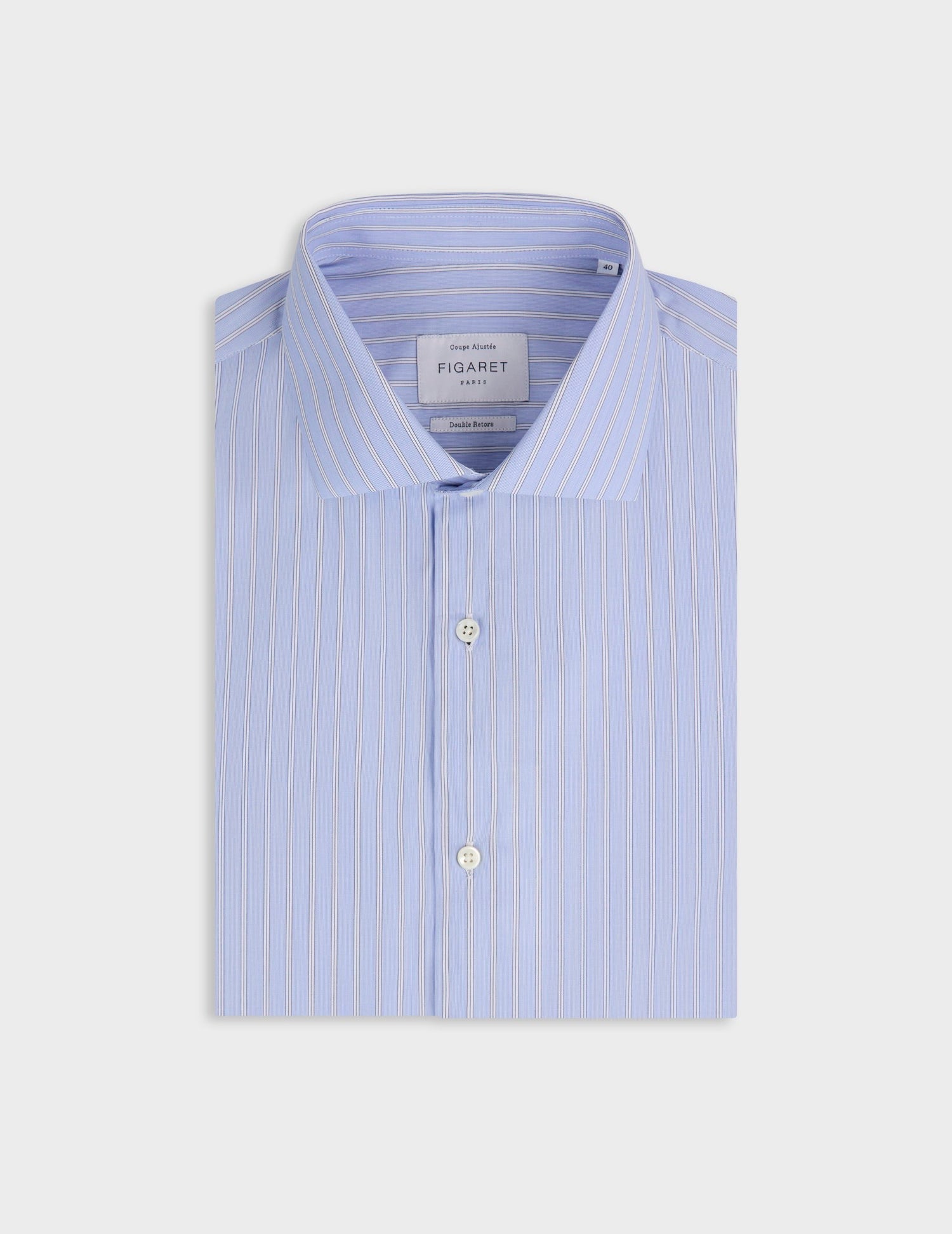 Fitted blue striped shirt - Poplin - Italian Collar