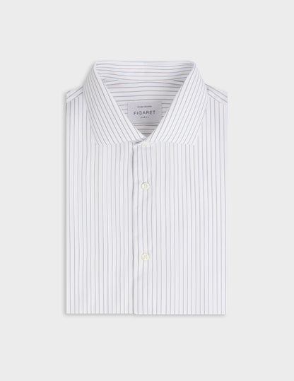 Fitted khaki striped shirt