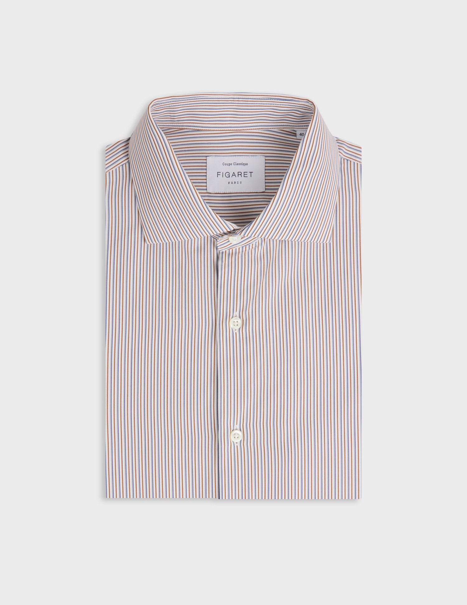 Classic camel striped shirt - Poplin - Italian Collar