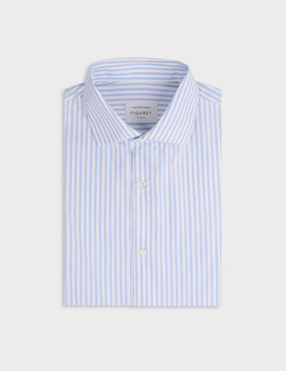 Semi-fitted blue striped shirt