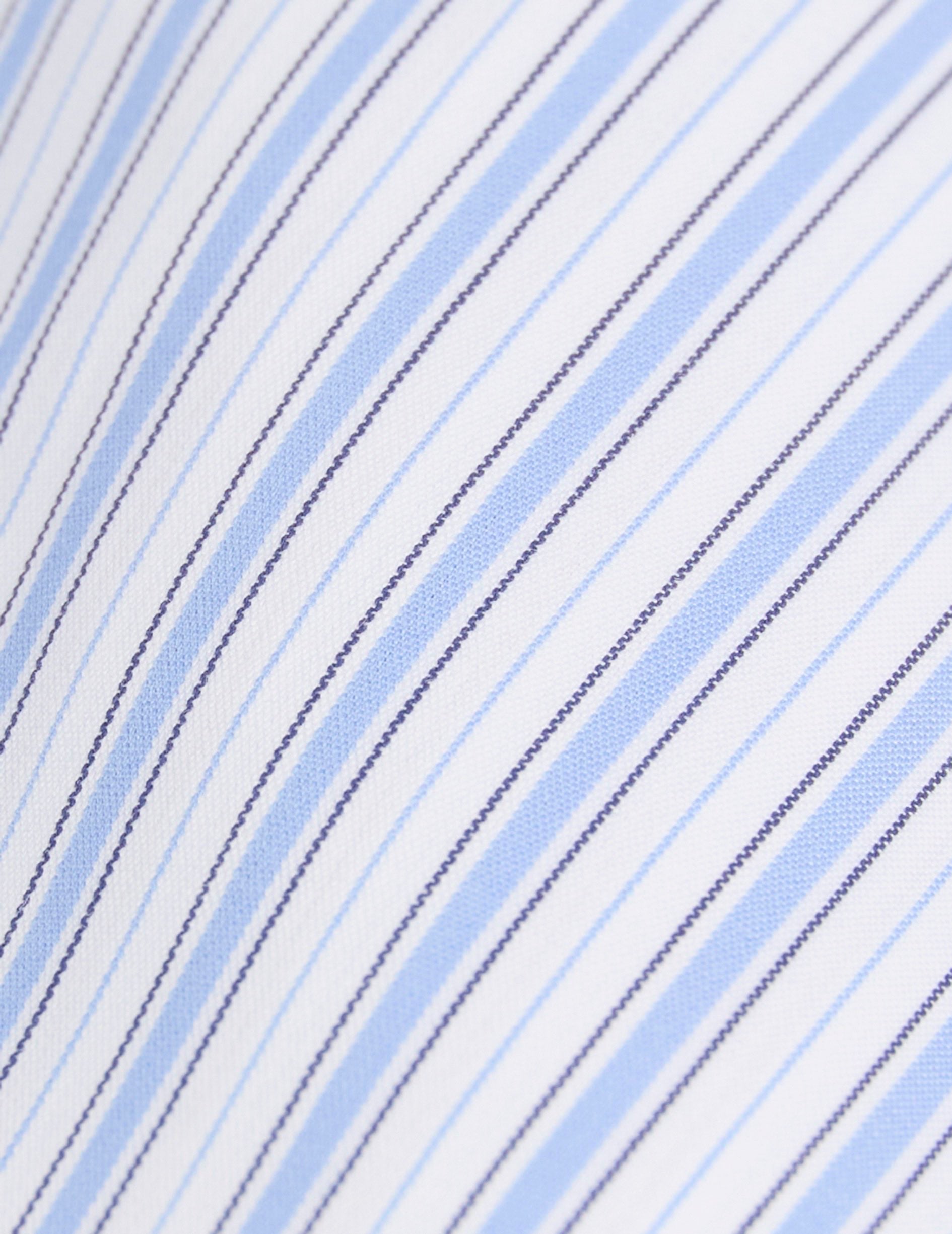 Semi-fitted blue striped shirt - Poplin - Italian Collar