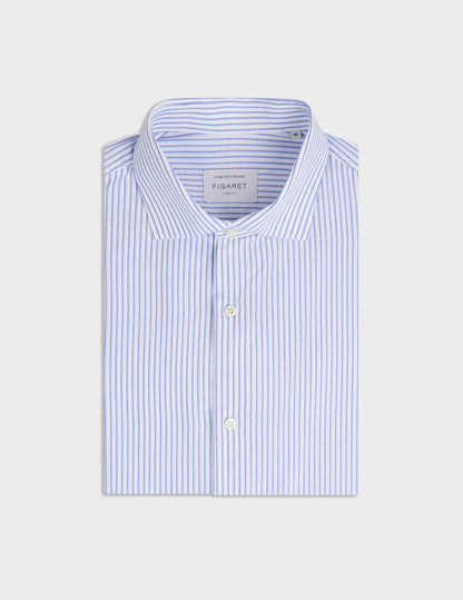 Semi-fitted blue striped shirt