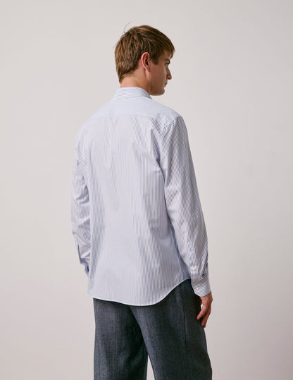 Semi-fitted blue striped shirt