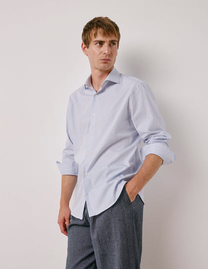 Semi-fitted blue striped shirt