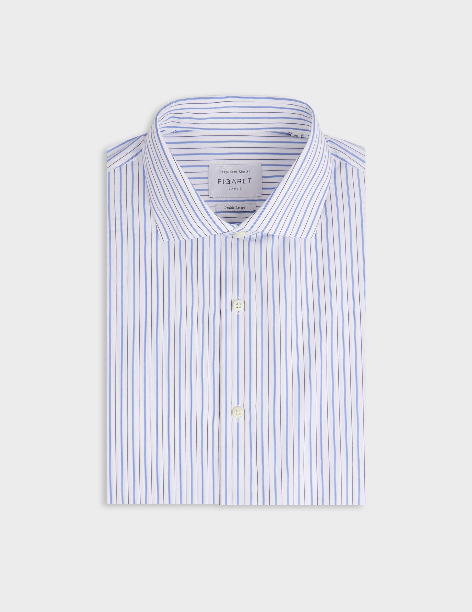 Semi-fitted blue striped shirt - Poplin - Italian Collar