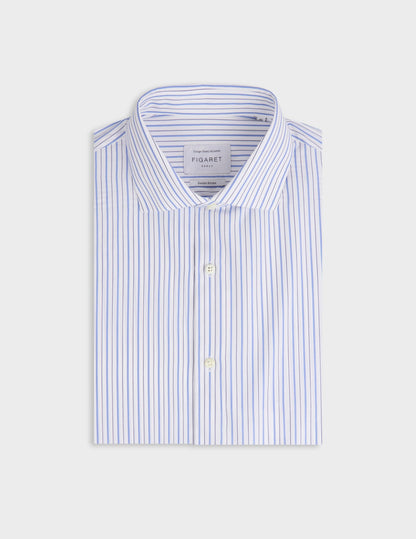 Semi-fitted blue striped shirt