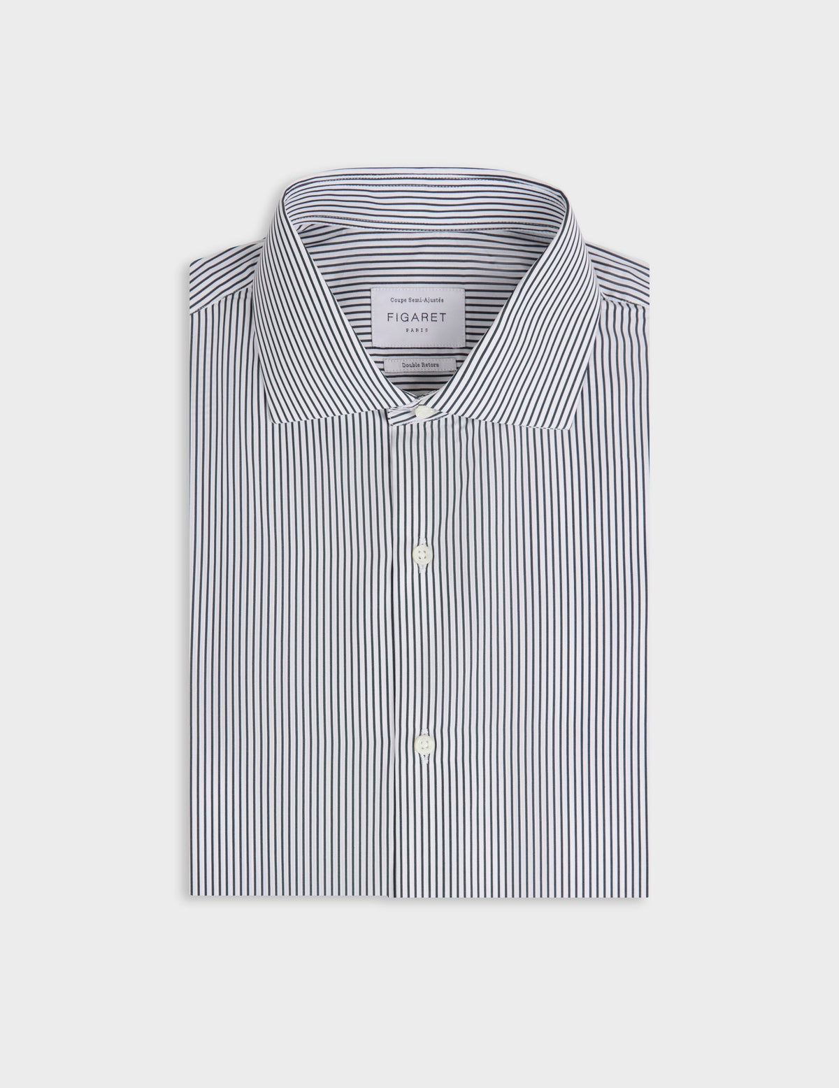 Semi-fitted green striped shirt - Poplin - Italian Collar