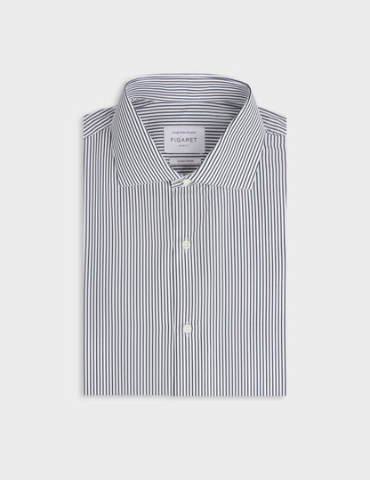 Semi-fitted green striped shirt