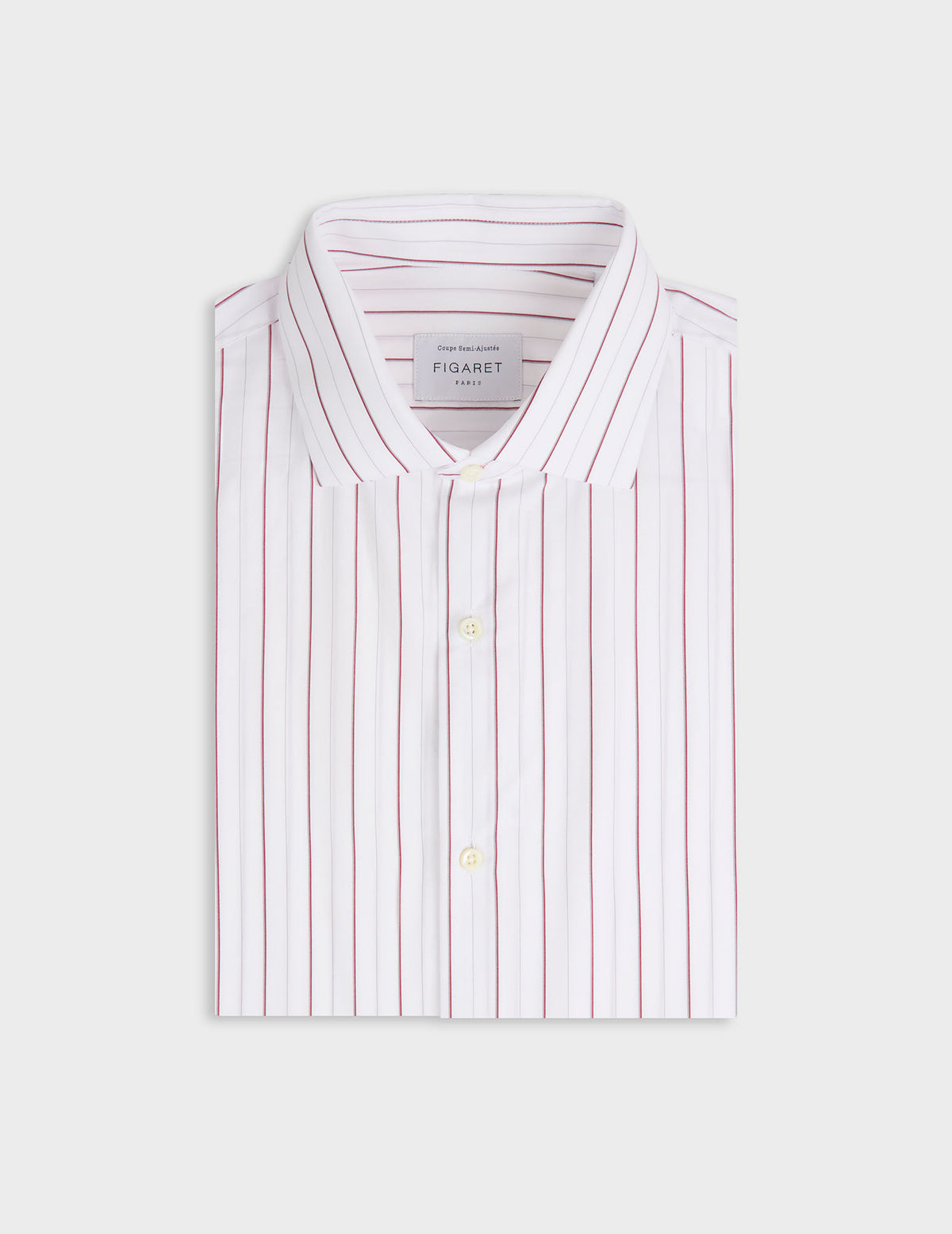 Semi-fitted red striped shirt - Poplin - Italian Collar