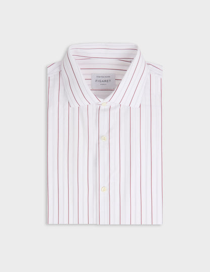 Semi-fitted red striped shirt