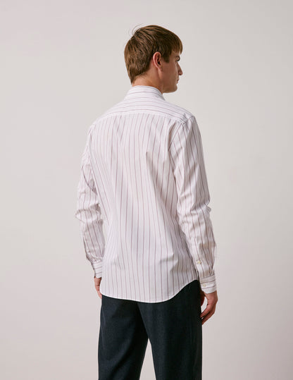Semi-fitted red striped shirt