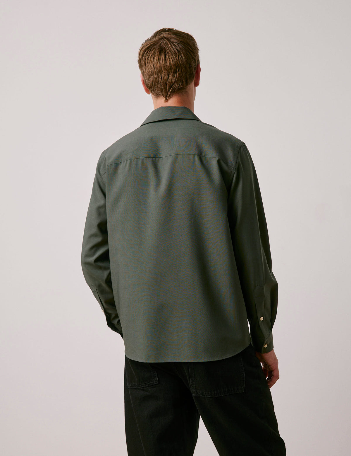 Khaki virgin wool Ivano shirt - Wool - Cuban with bridle Collar#2