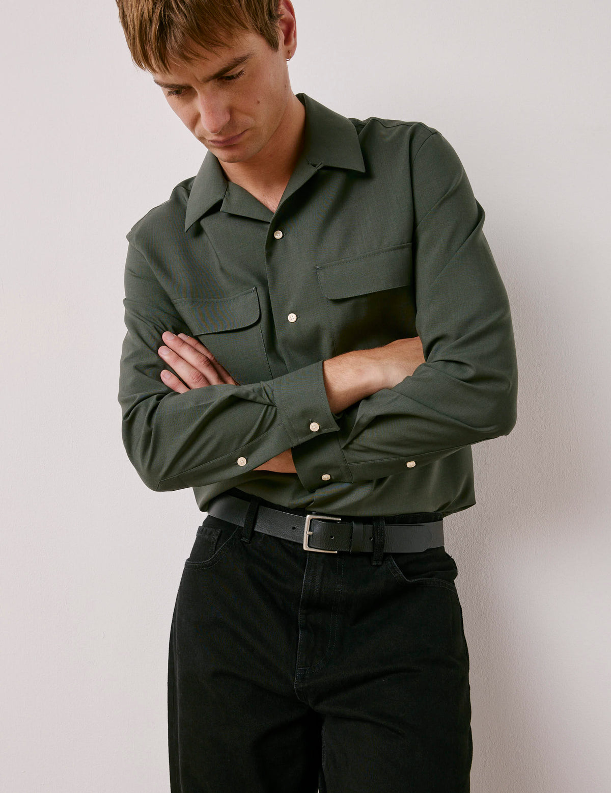 Khaki virgin wool Ivano shirt
