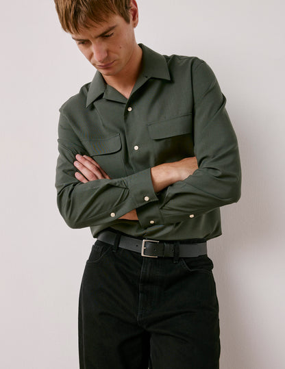 Khaki virgin wool Ivano shirt