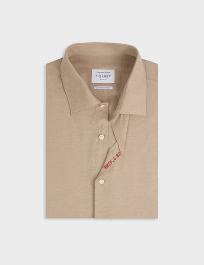 Unisex beige cotton and cashmere “Je t’aime” shirt