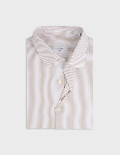 Unisex brown striped “Je t’aime” shirt