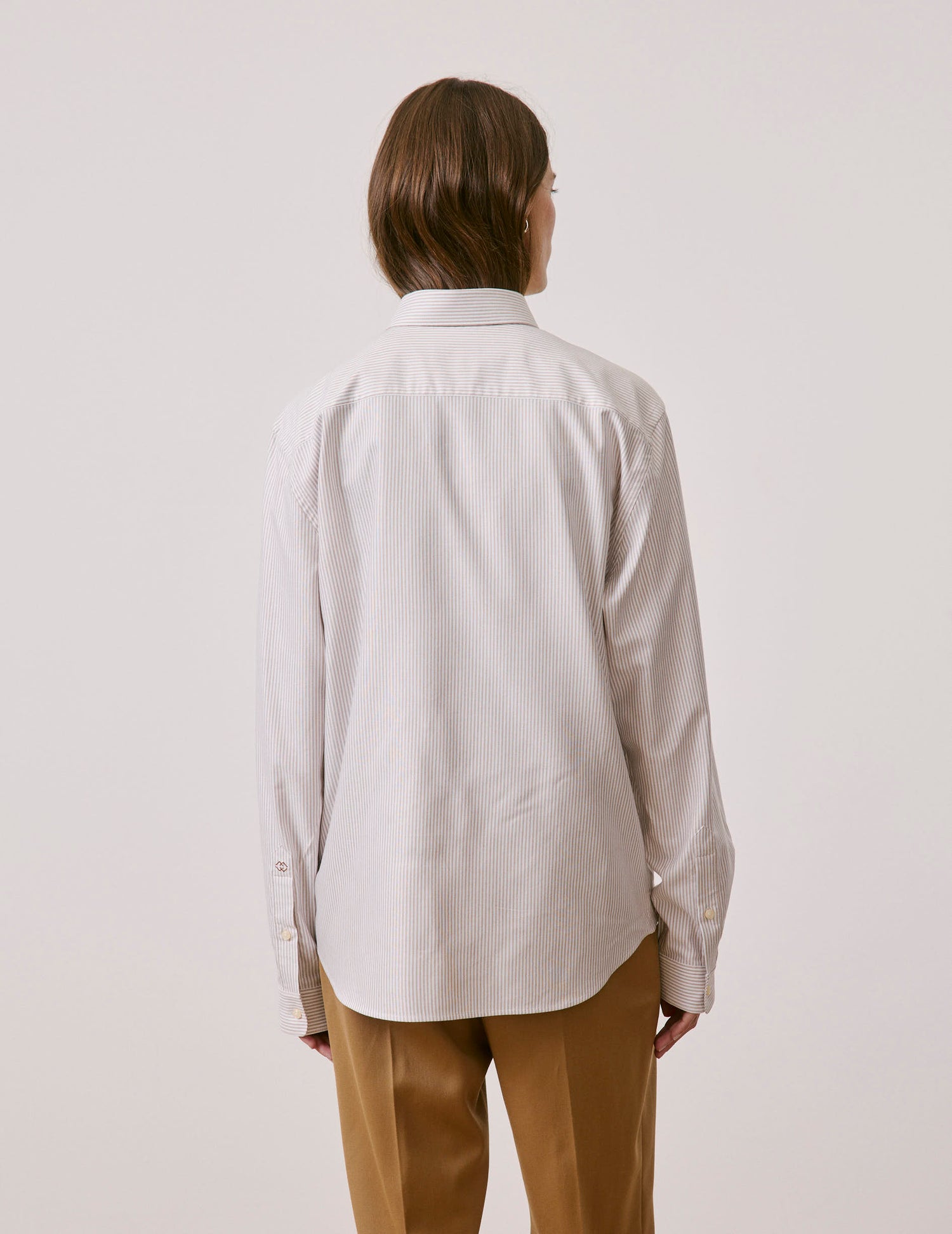 Unisex brown striped “Je t’aime” shirt - Oxford - Figaret Collar#7