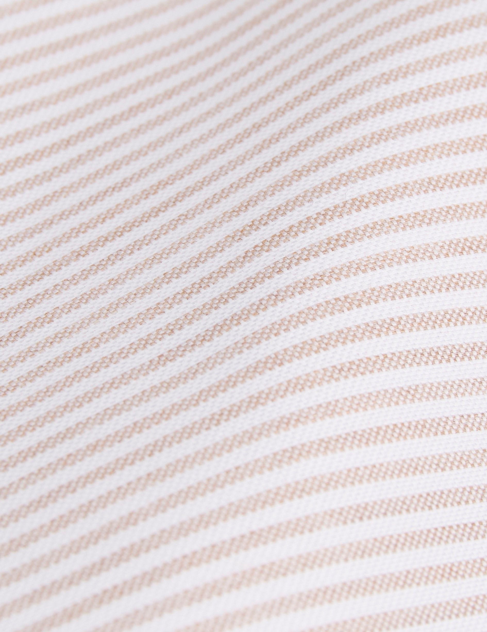 Unisex brown striped “Je t’aime” shirt - Oxford - Figaret Collar
