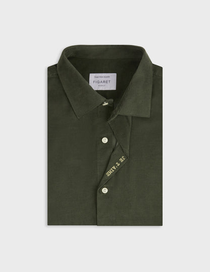 Unisex khaki velvet “Je t’aime” shirt