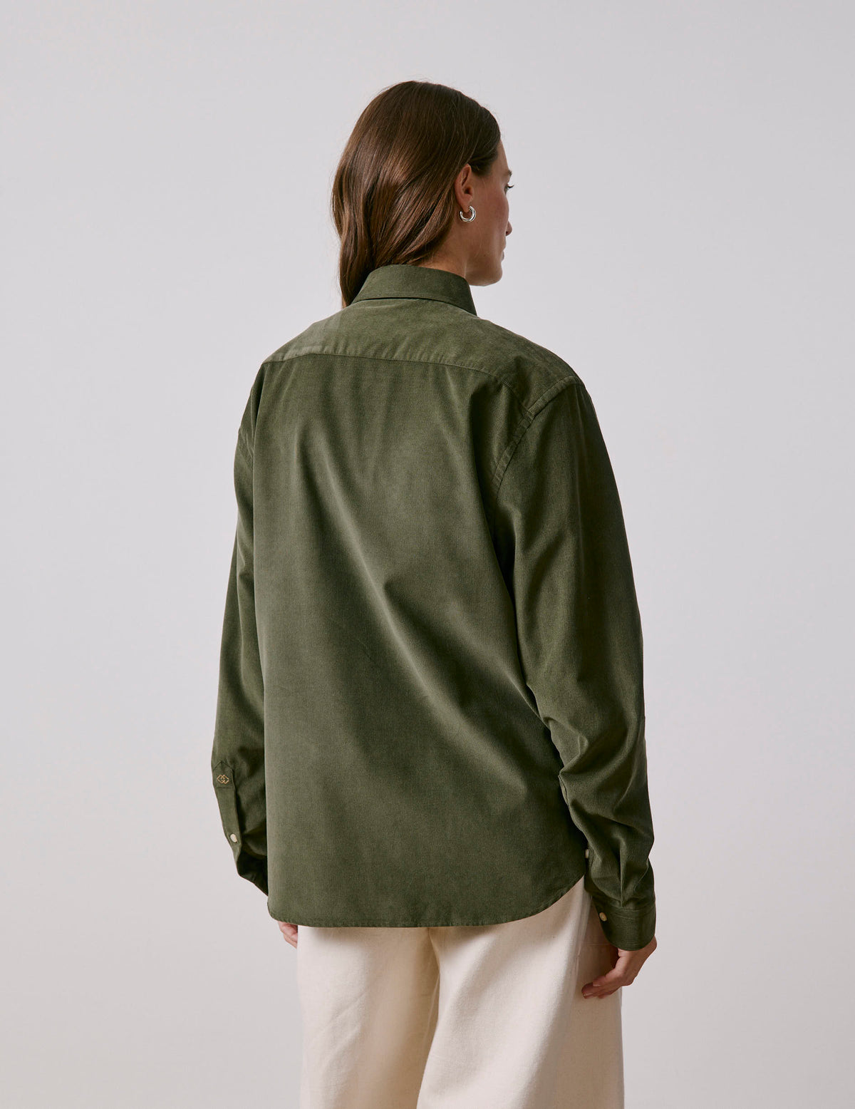 Unisex khaki velvet “Je t’aime” shirt - Velvet - Figaret Collar#6