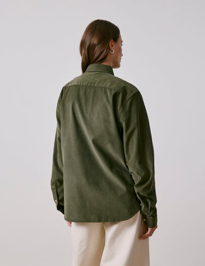Unisex khaki velvet “Je t’aime” shirt