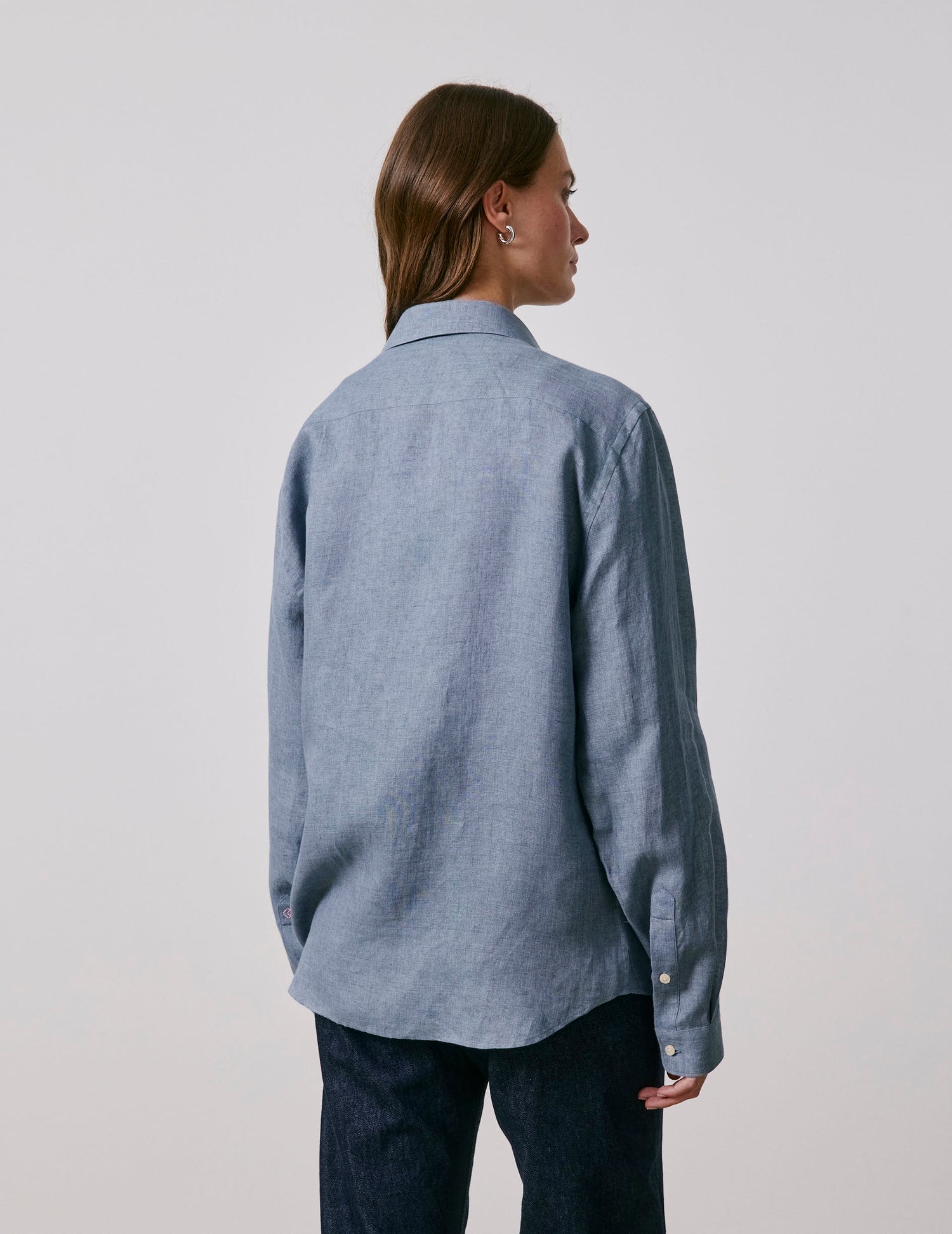Unisex blue linen “Je t’aime” shirt - Linen - Figaret Collar#7
