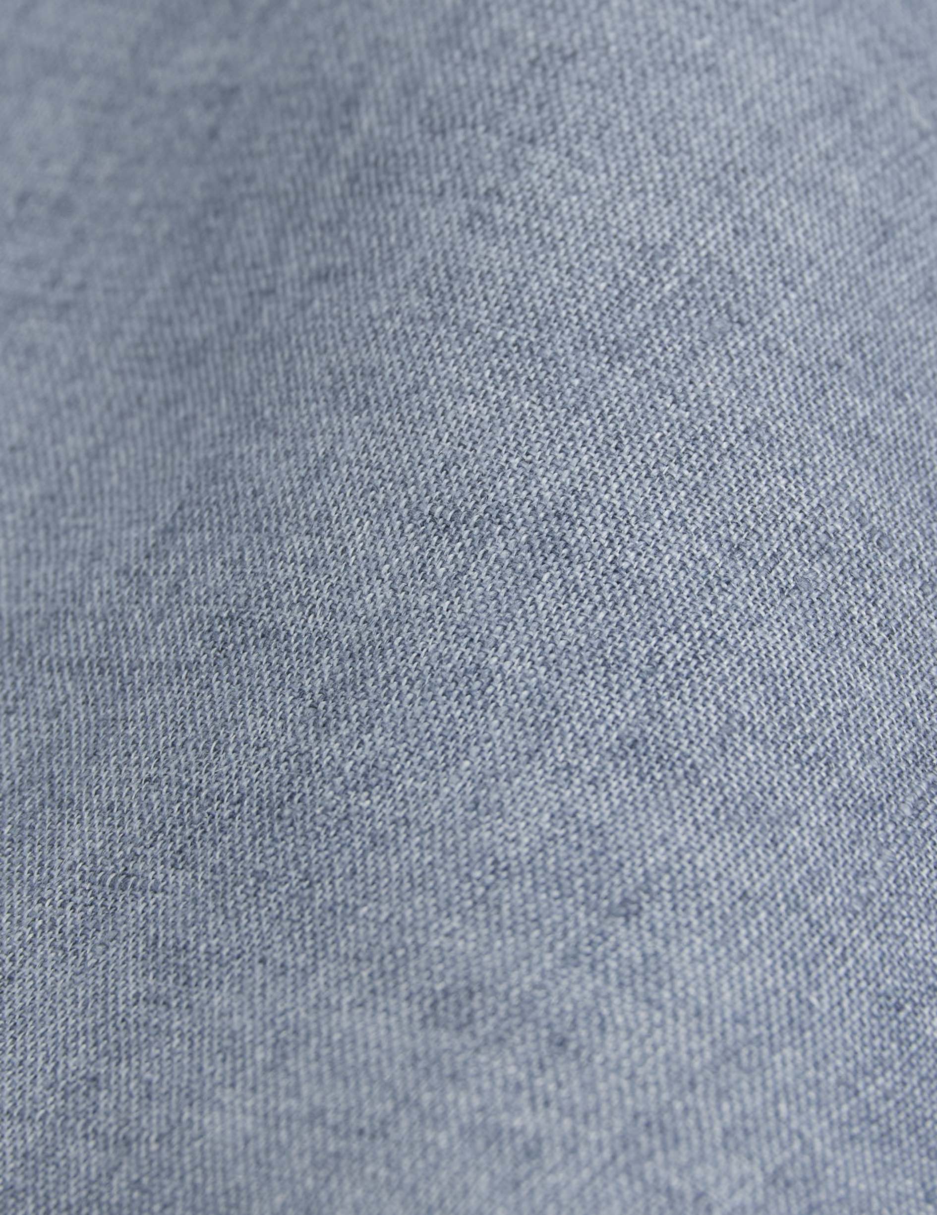 Unisex blue linen “Je t’aime” shirt - Linen - Figaret Collar