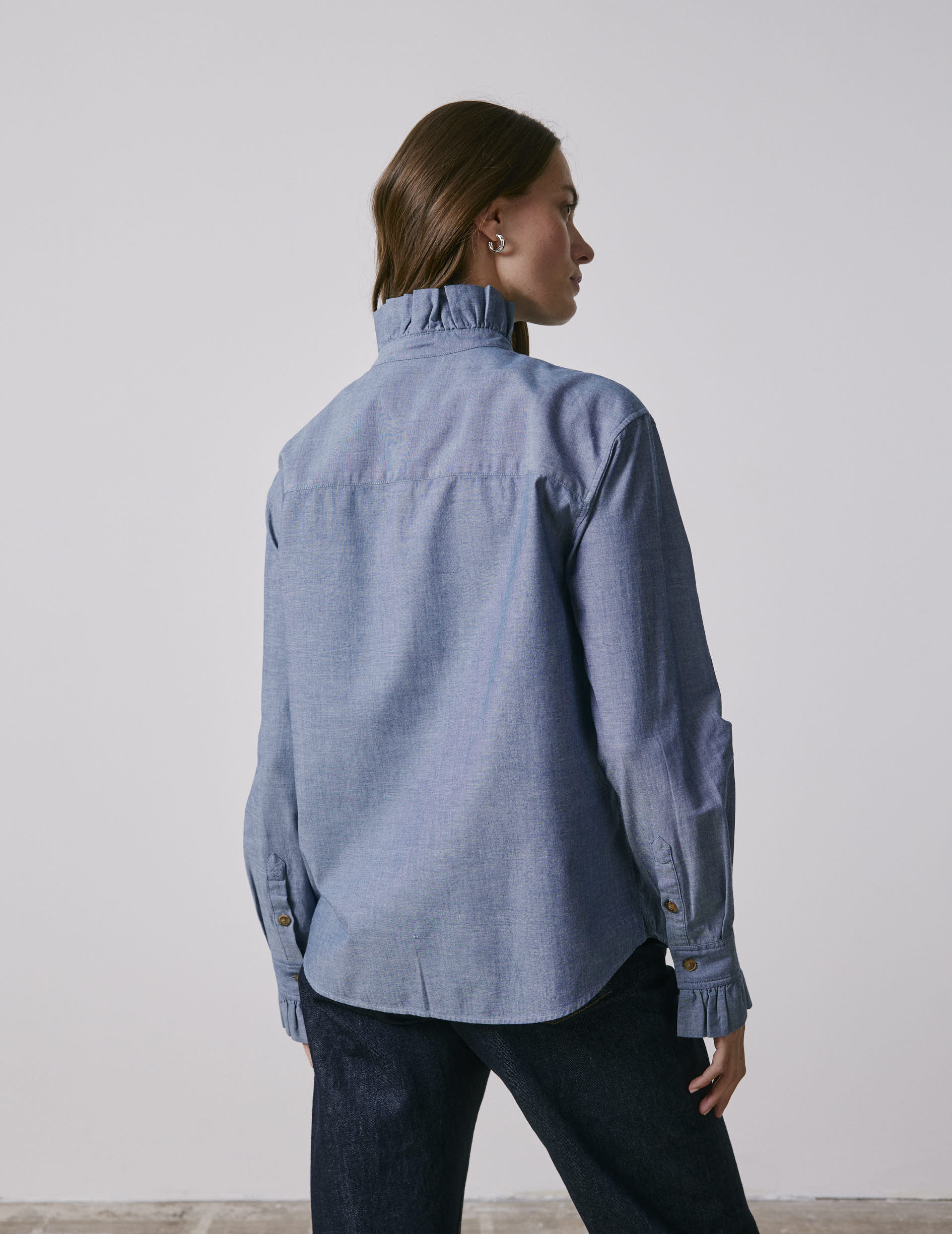 Blue denim Laurine shirt - Denim - Victorian Collar