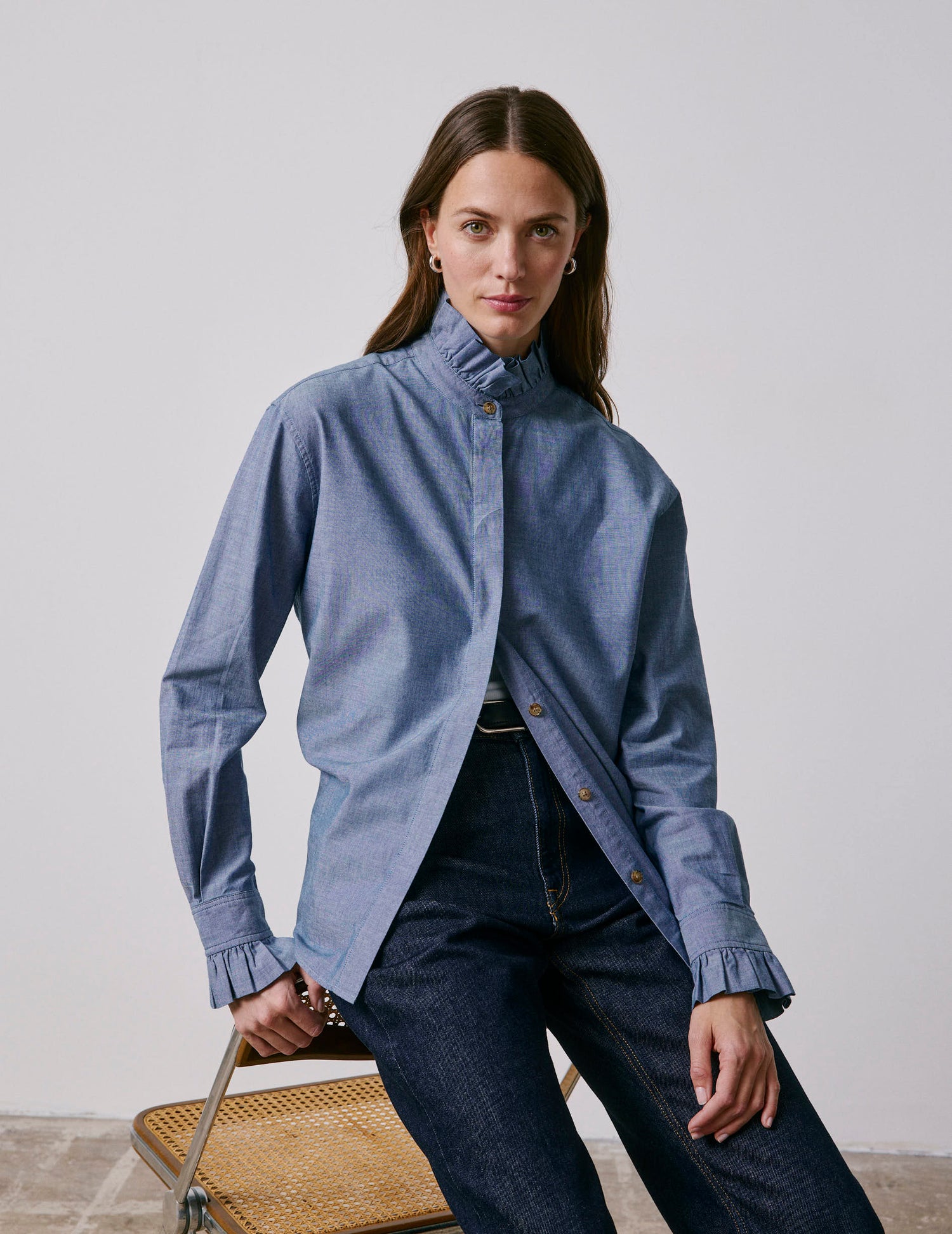 Blue denim Laurine shirt - Denim - Victorian Collar#3