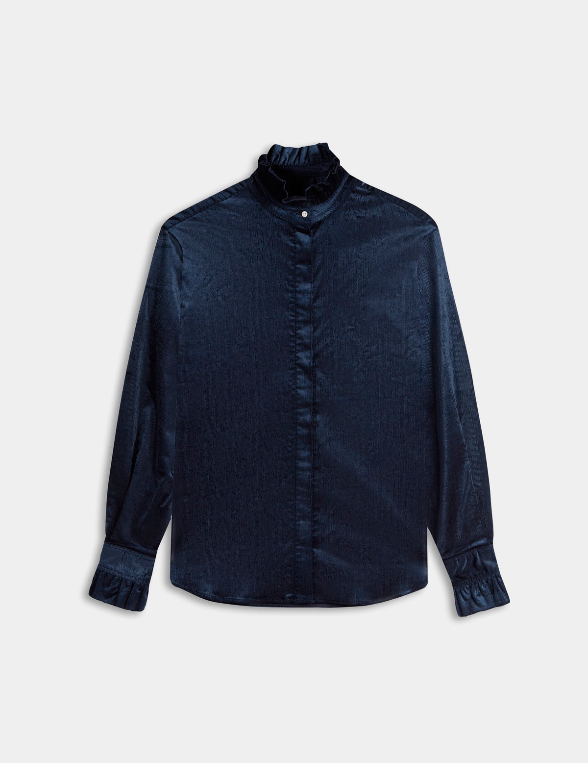 Navy blue velvet Laurine shirt - Velvet - Victorian Collar