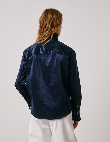 Navy blue velvet Laurine shirt