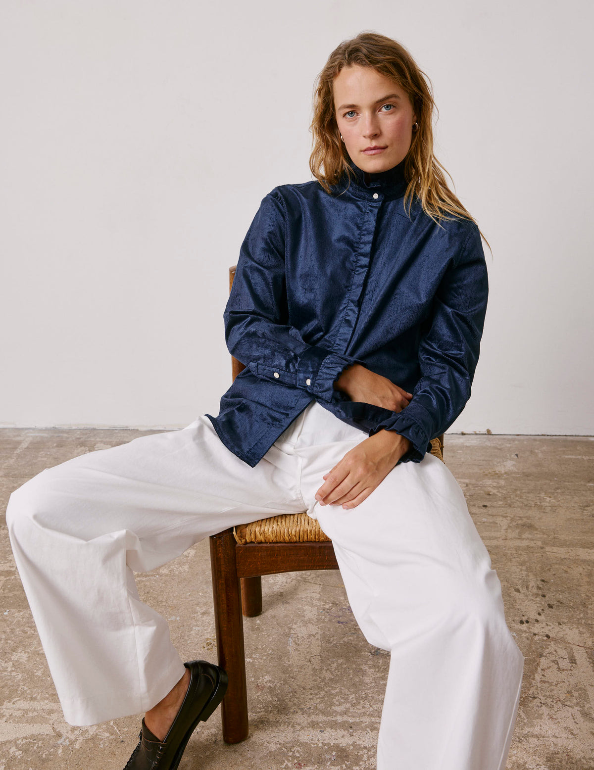 Navy blue velvet Laurine shirt