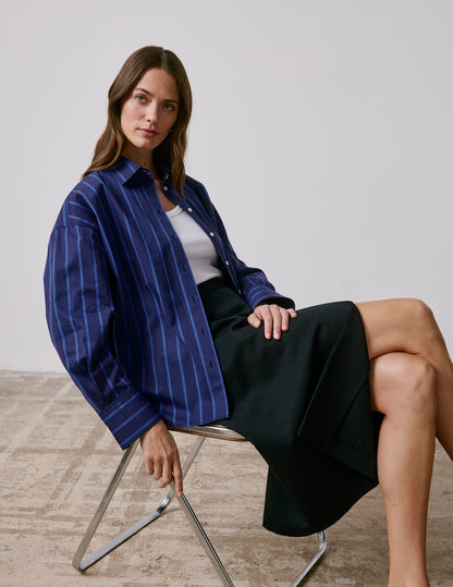 Navy blue striped oversized Lizandra shirt