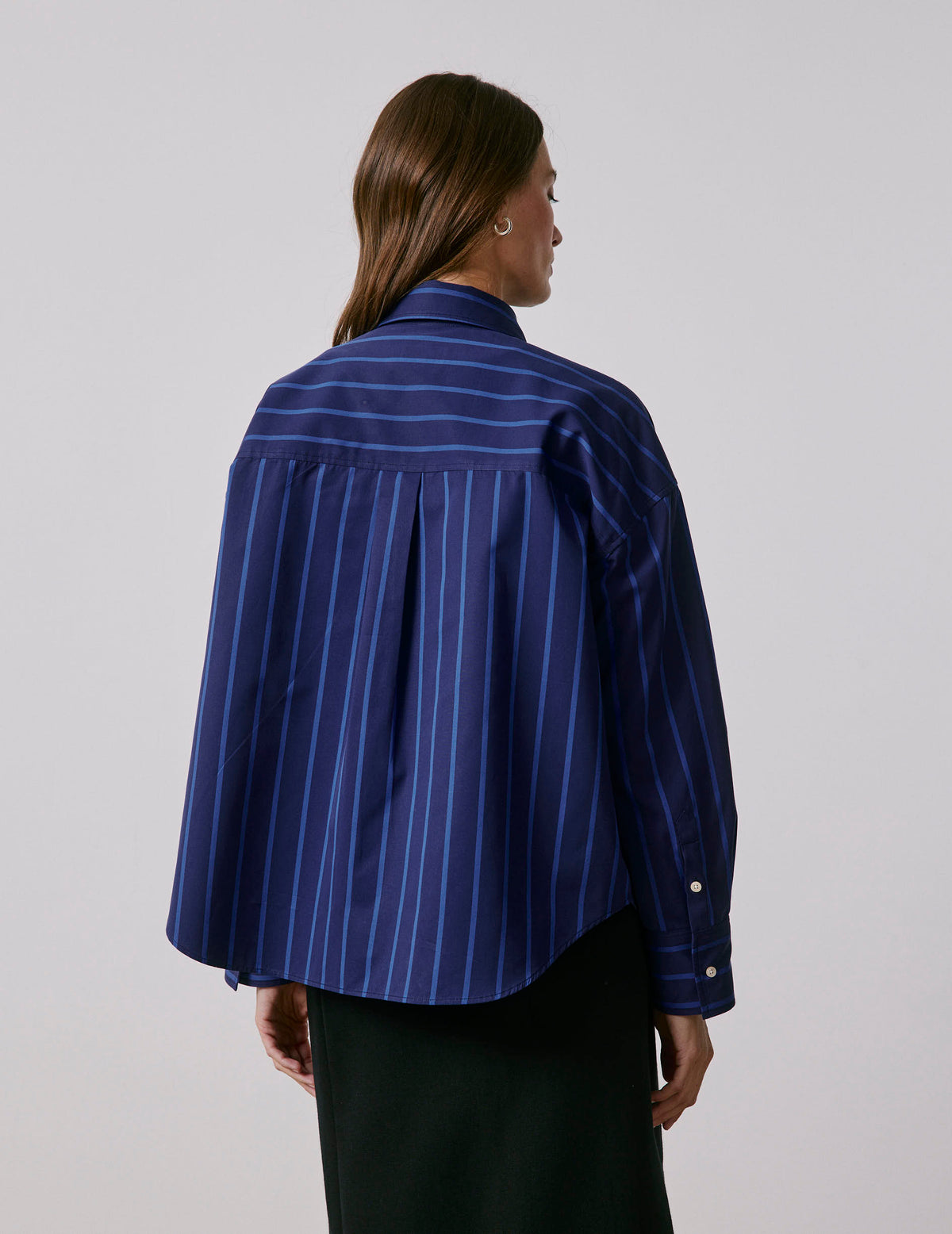 Navy blue striped oversized Lizandra shirt - Poplin - Shirt Collar#2