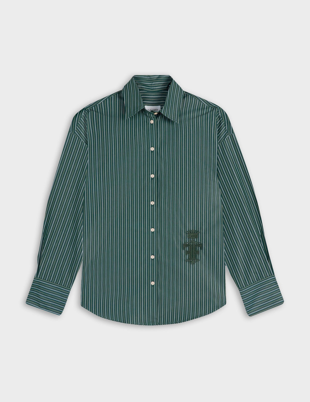 Green striped oversized Lizandra shirt - Poplin - Shirt Collar