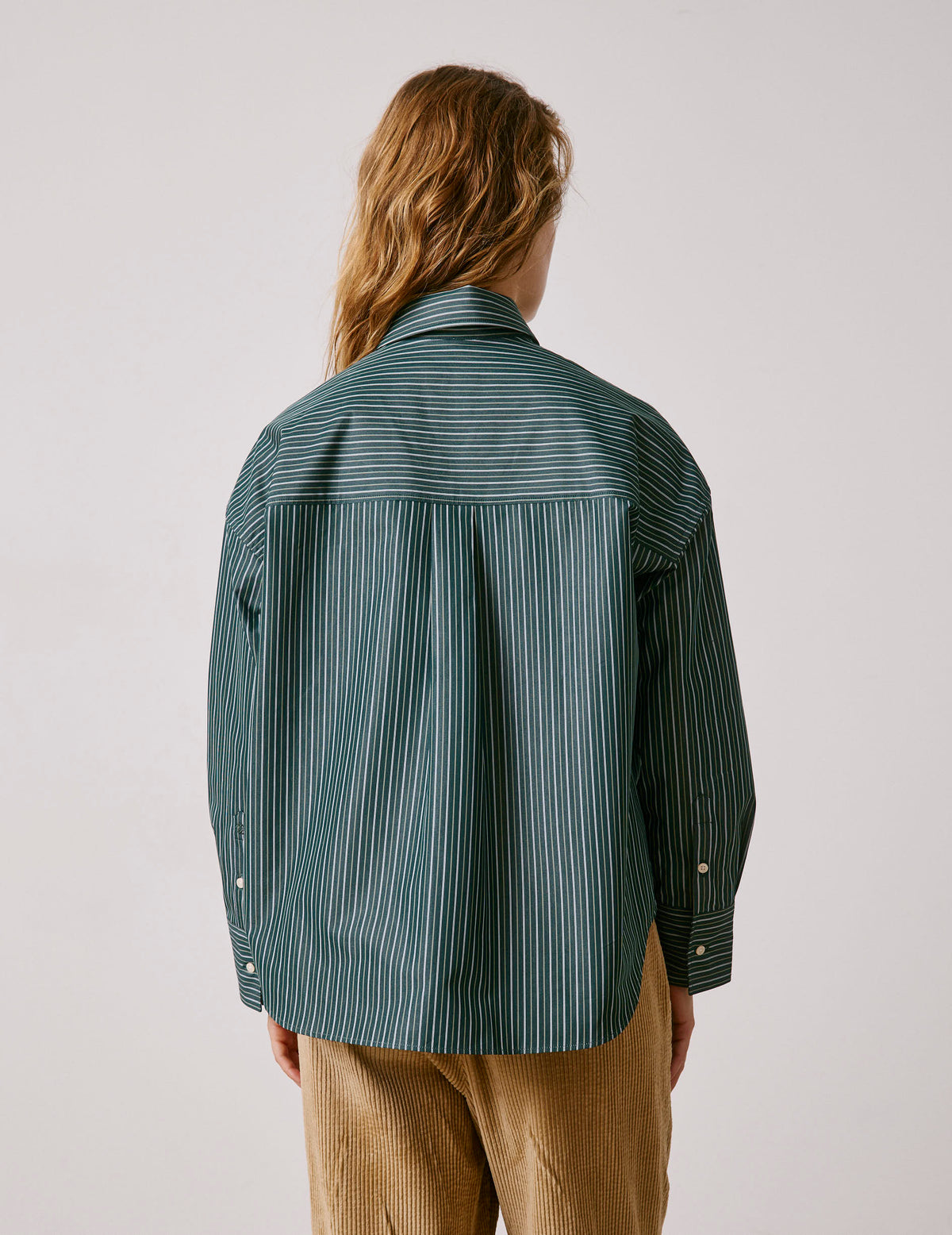 Green striped oversized Lizandra shirt - Poplin - Shirt Collar