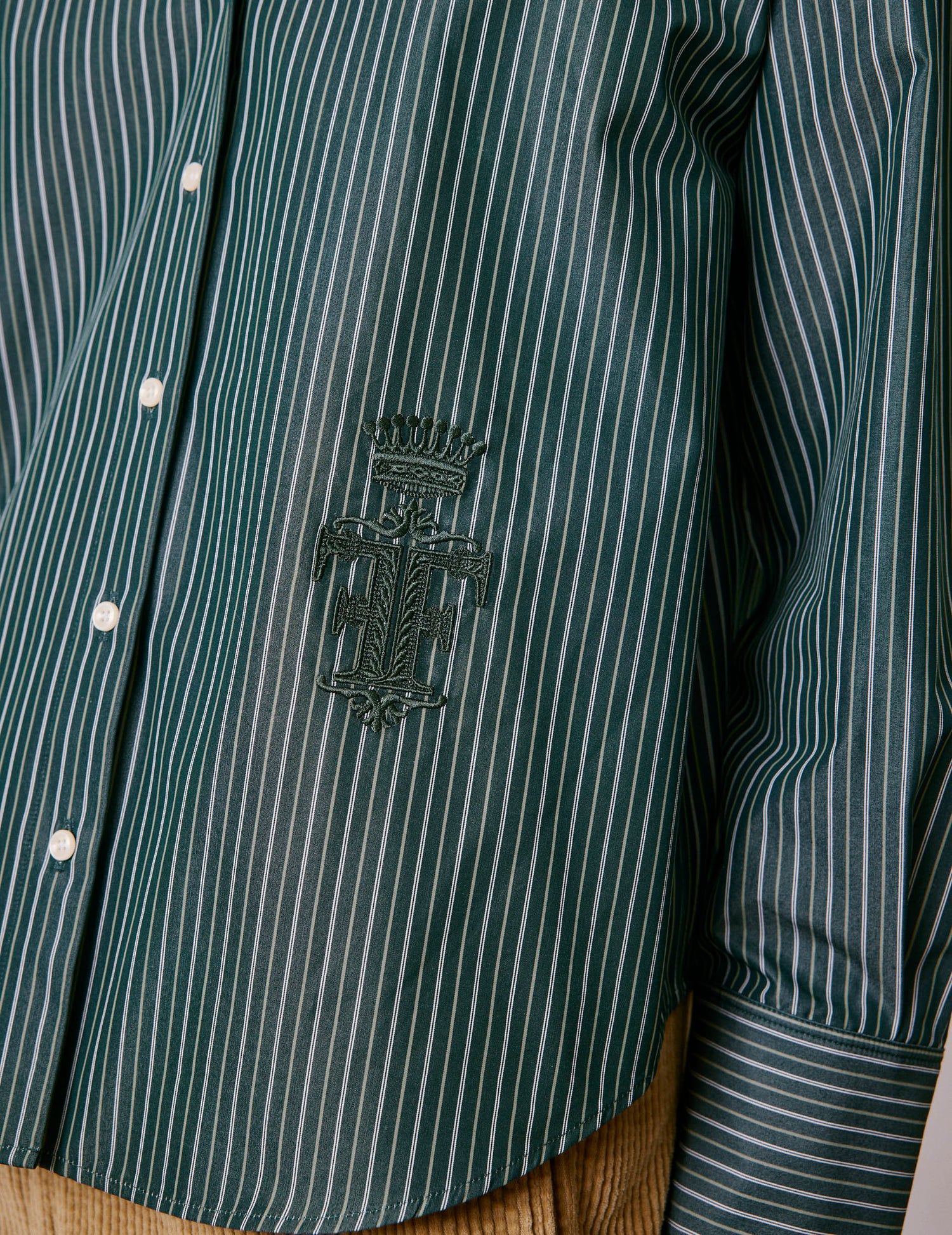 Green striped oversized Lizandra shirt - Poplin - Shirt Collar#3