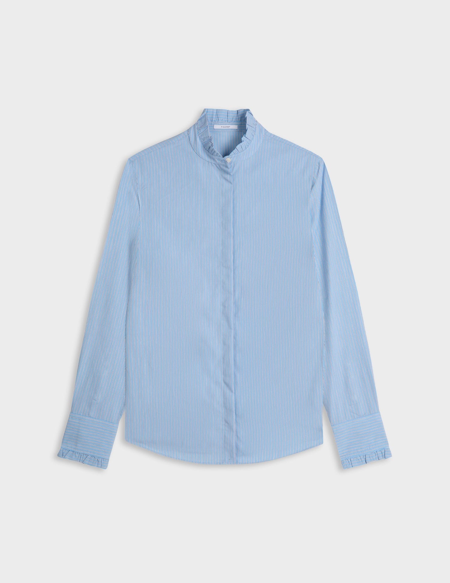 Light blue striped Louison shirt - Viscose - Victorian Collar#3
