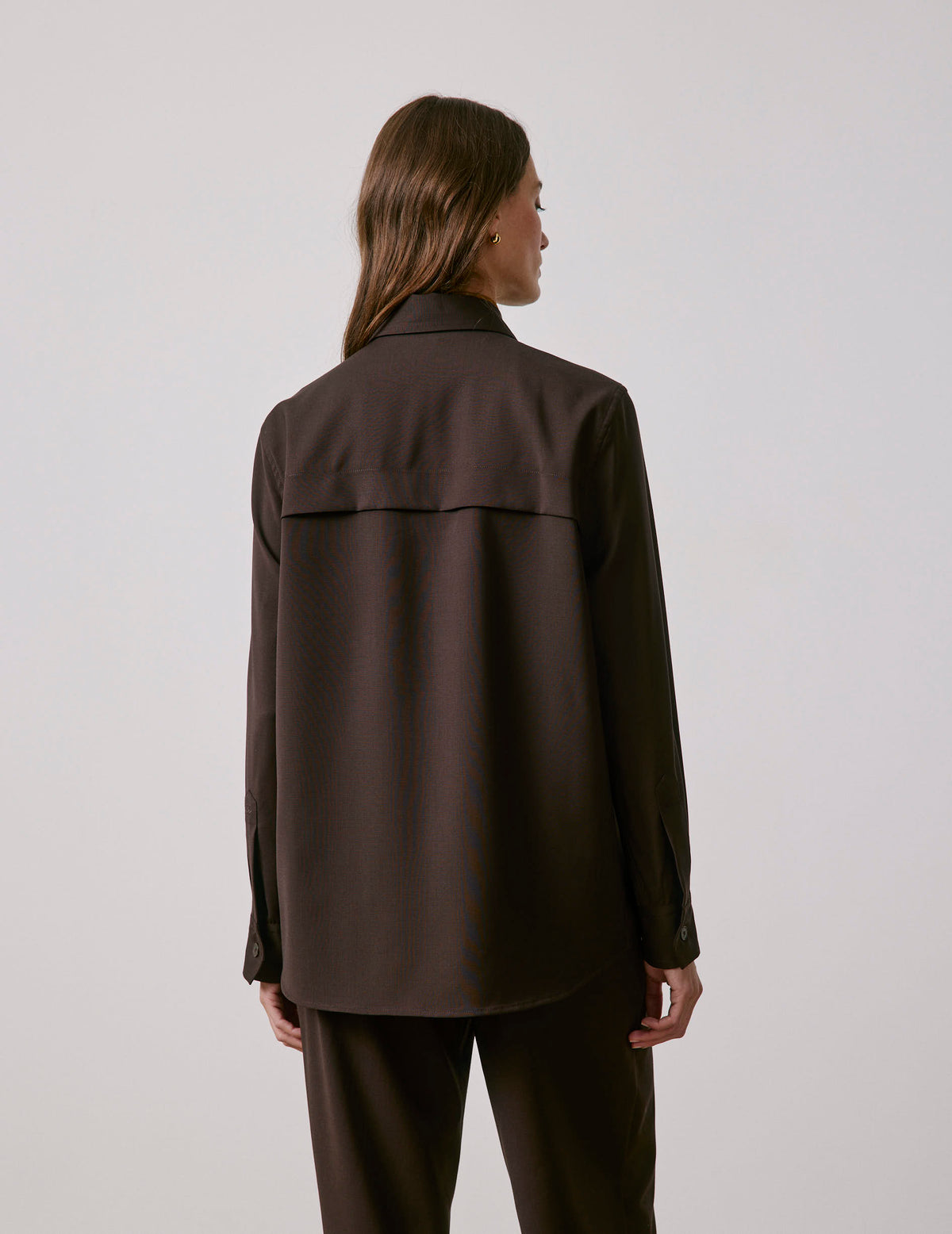 Brown virgin wool Madie overshirt - Wool - Shirt Collar#2