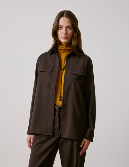 Brown virgin wool Madie overshirt