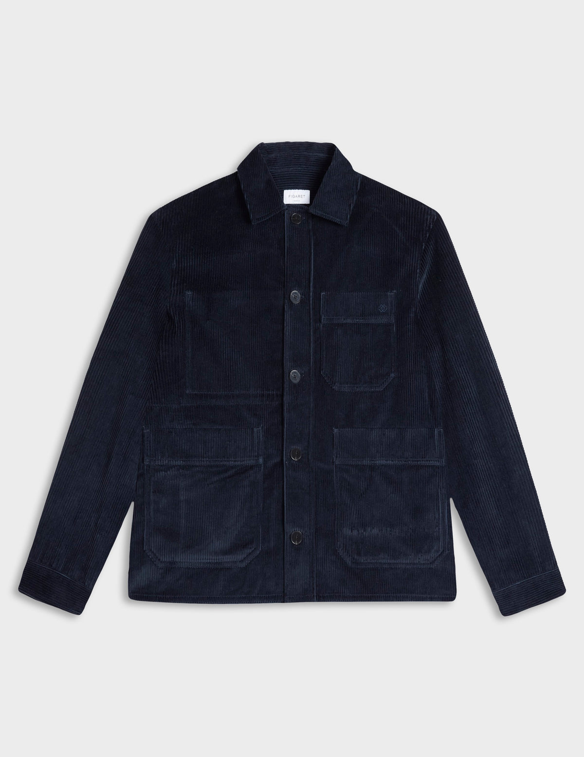 Navy velvet Mael overshirt - Velvet - Collar with band Collar
